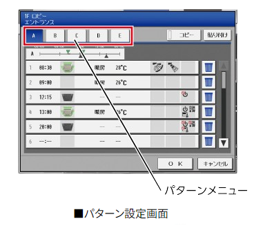 パターン設定画面