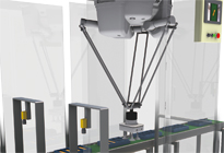 パラレルリンクロボットで部品の整列作業、供給作業を自動化します。